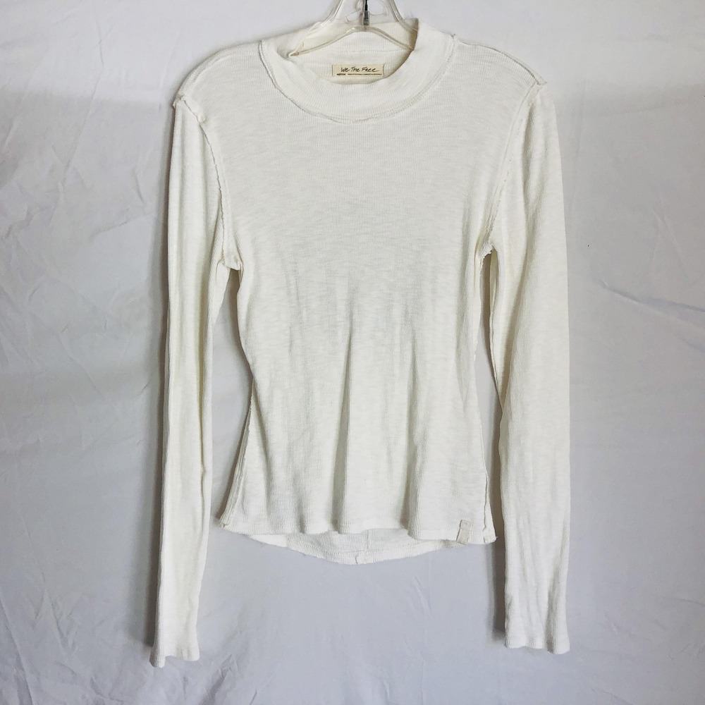 We The Free Shirt Womens Medium White Open Back Ribbed Long Sleeve Free People